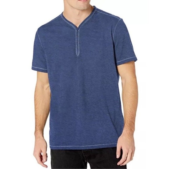John Varvatos Men’s Reverse Print Button Henley T-Shirt Blue Size M - Picture 1 of 7